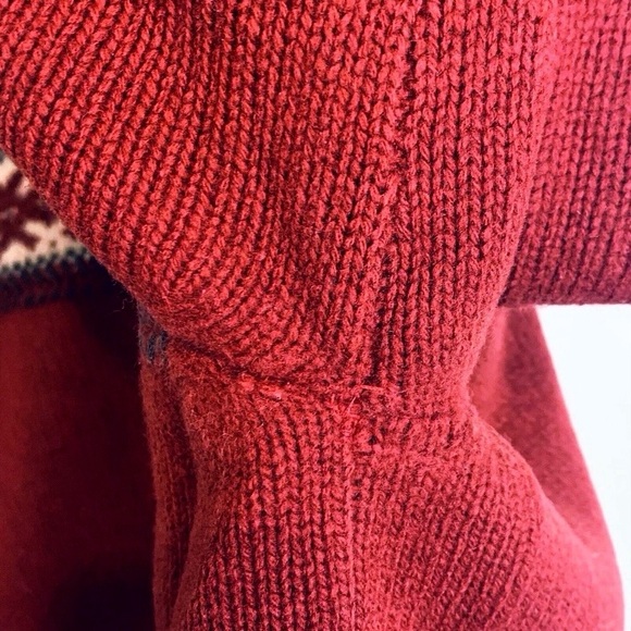 J. Crew Lambswool Quarter Zip Red Sweater Half Fair Isle Christmas Lambs Wool XL - Picture 5 of 8